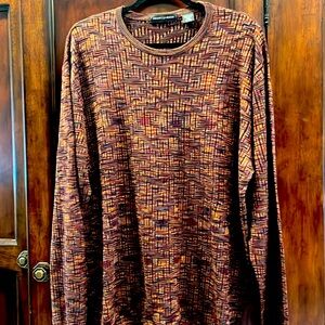 Jhane  Barnes Multi colored light weight knit long sleeve pullover XL